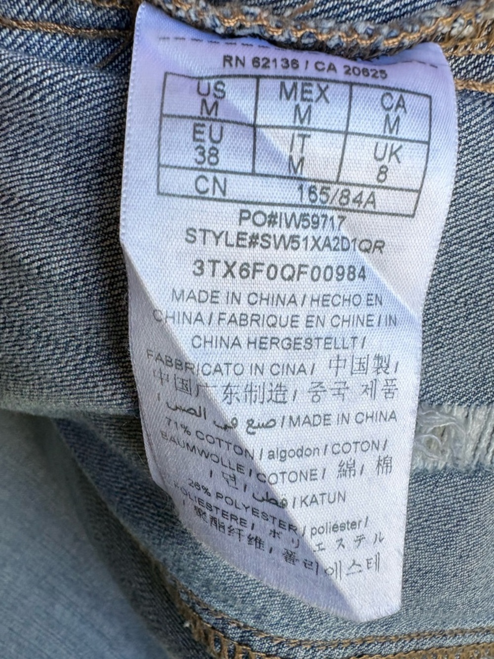 Guess Y2K Cropped Denim Jacket in Distressed Medium Wash - Size Medium - Picture 7 of 8